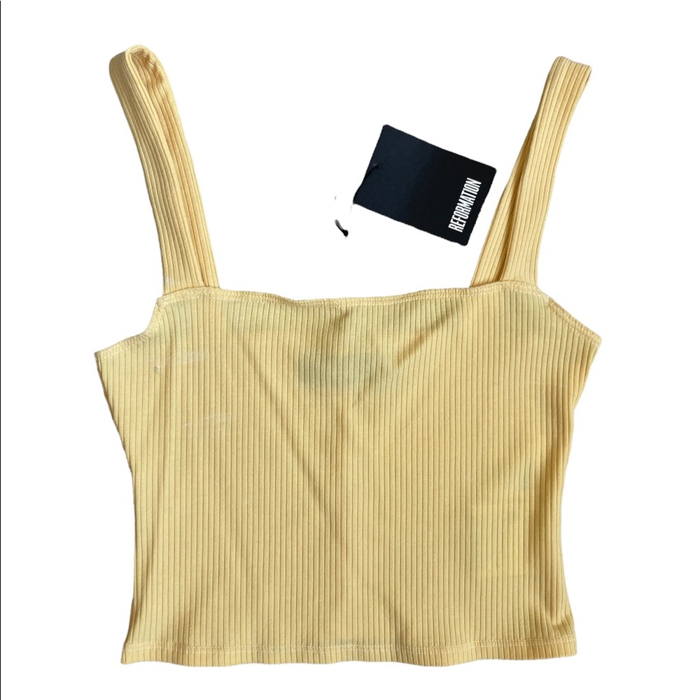 Reformation Cropped Yellow Tank Top S